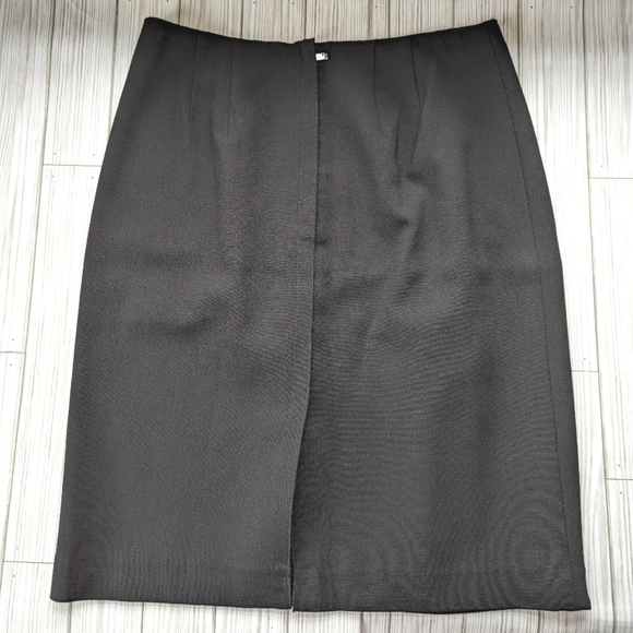 Magaschoni Pleated Wool Pencil Skirt with Slit in Black Size 10 - Picture 5 of 11